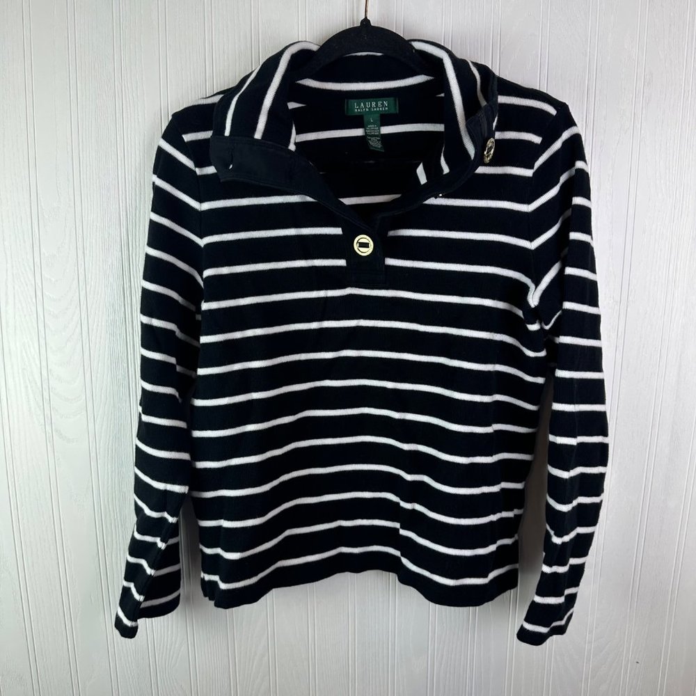 Ralph Lauren Black and white stripe Long sleeve size Large